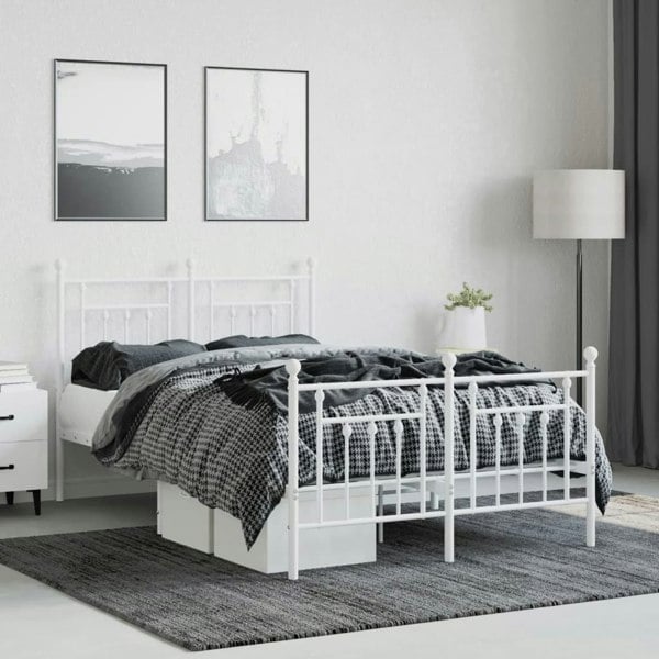 Berkfield Metal Bed Frame with Headboard and Footboard White 120x200 cm