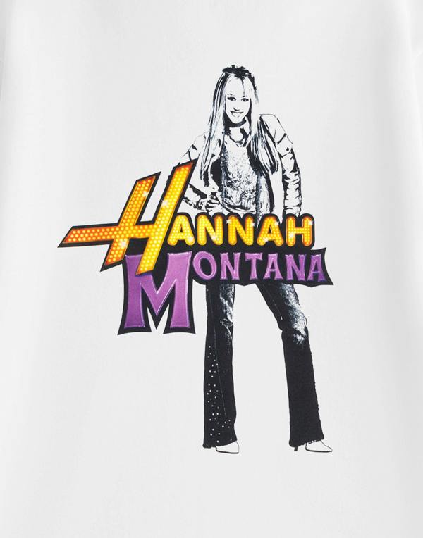Disney Hannah Montana Womens White Lights Short Sleeved T-Shirt