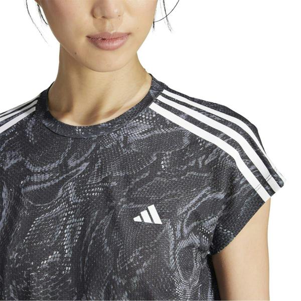 Adidas Womens/Ladies Snake Print Aeroready Running T-Shirt - Black - 