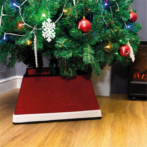 St Helens Christmas Tree Skirt Red with White Trim