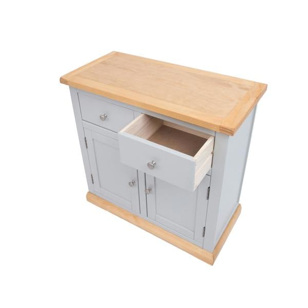 Cabinet Bits Bomporto Light Grey 2 Drawer 2 Door Sideboard Chrome Knob
