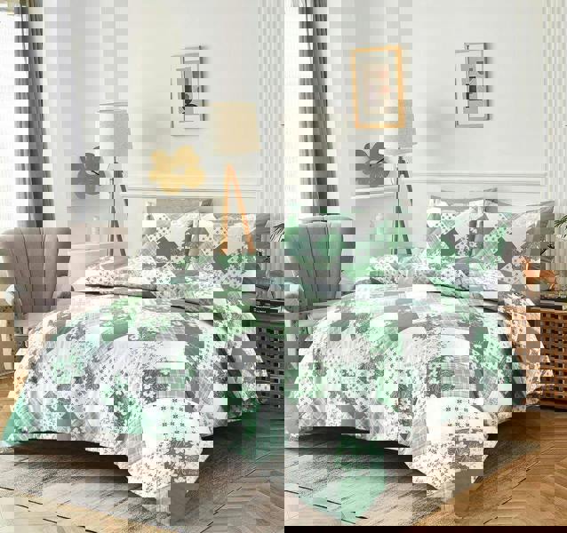 HomeSpace Direct Eloise Green Duvet Cover Set