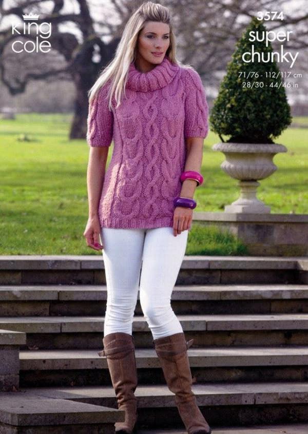 King Cole Maxi Lite Knitting Pattern 3574, Sweaters for Women, 28 - 46 Inches - Advanced