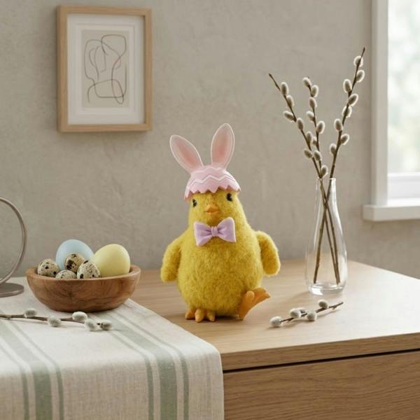 Garden Greatness Fluffy Easter Chick Bunny Ears Ornament