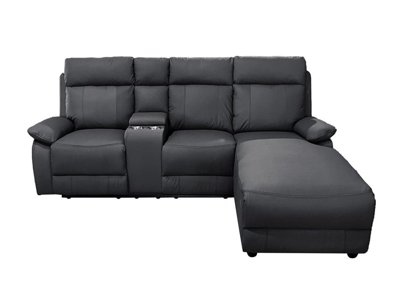 DS Living Sorento Recline Left Hand Corner Leather 3 Seater Sofa in Black or Grey
