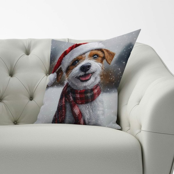 Warren Reed Christmas Jack Russell Cushion