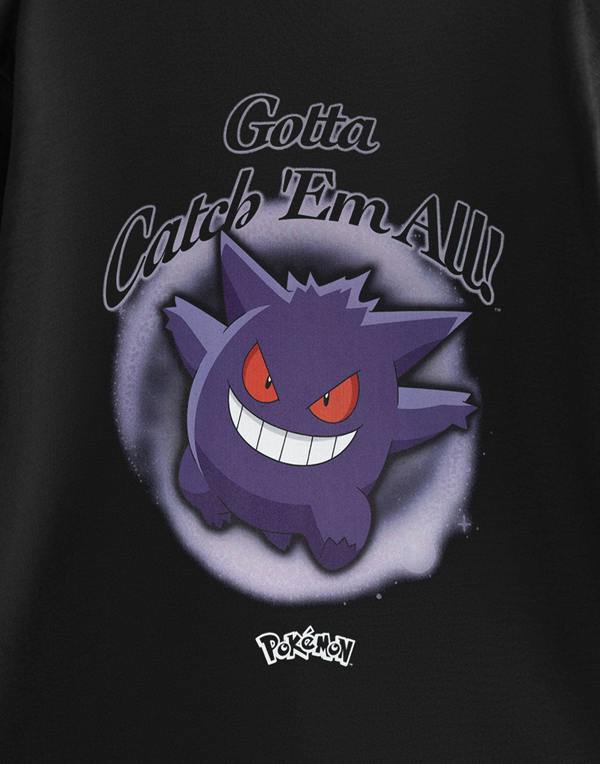 Pokemon Mens Black Gengar Short Sleeved T-Shirt
