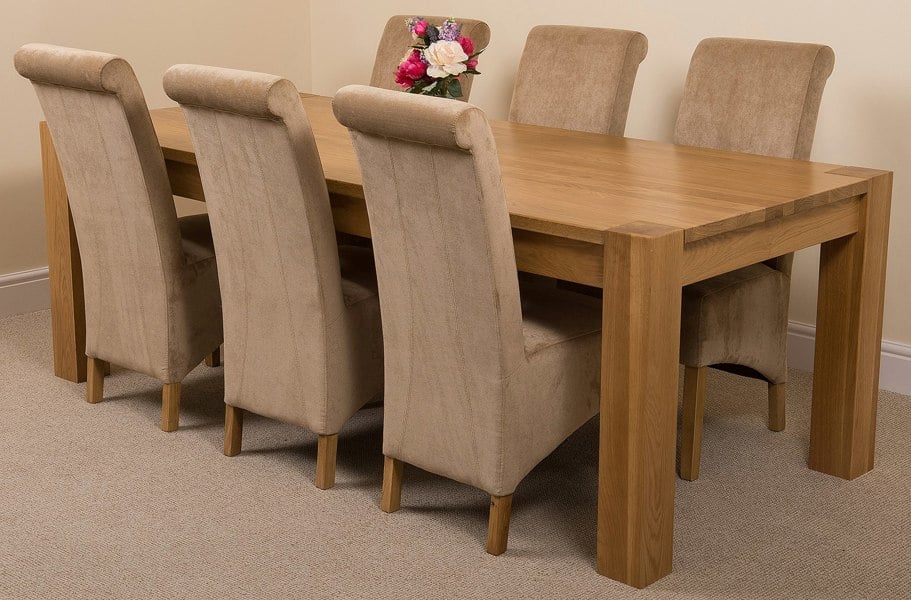 That's Furniture Kuba Extra Large Oak Dining Table with Montana Fabric Chairs