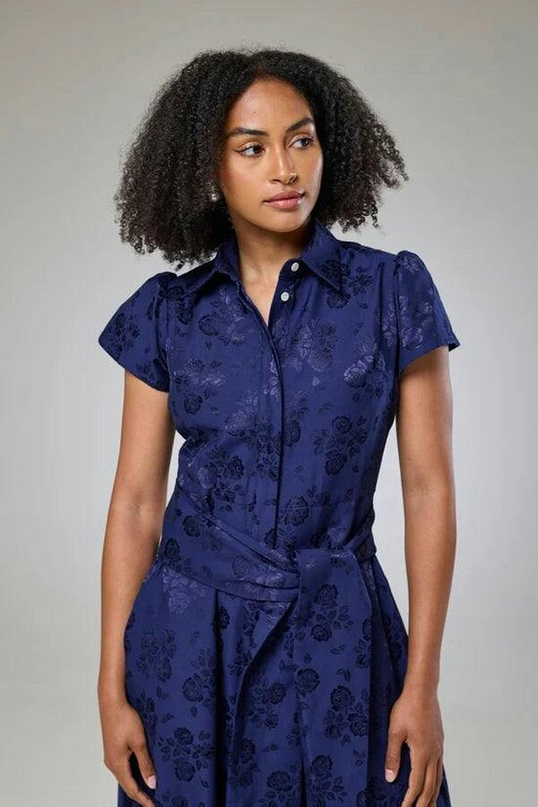 Lioness by TF Royal Blue Petals Short Sleeve Shirt Dress