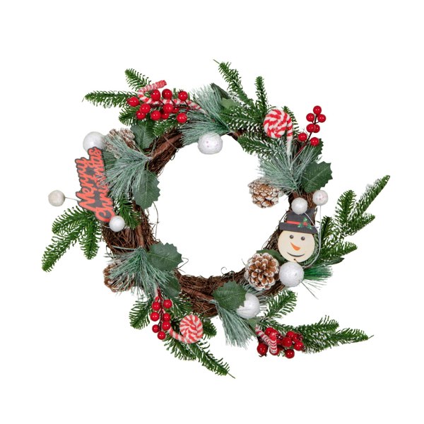 Samuel Alexander 40cm Candy Swirls Christmas Wreath with Pinecones Red Berries and Candy Canes