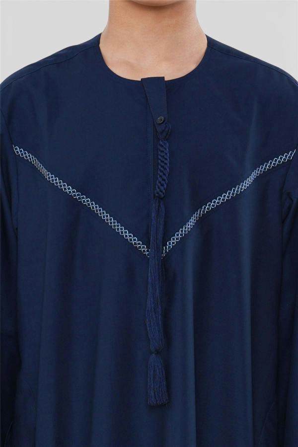 Infinity Leather Kids Boys Moroccan Embroidered Djellaba Islamic Jubba Robe Tassel Ramadan Thobe