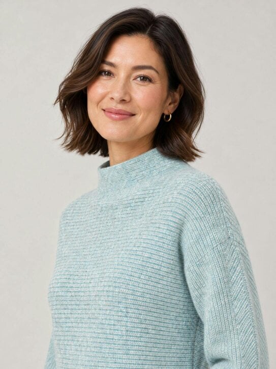 VIZ-A-VIZ Two-tone Half Cardigan Stitch Jumper