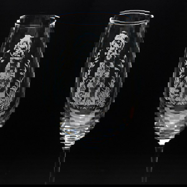 Glyptic Glass Art Cockapoo Dog Crystal Wine Glass - Hand Etched/Engraved Gift