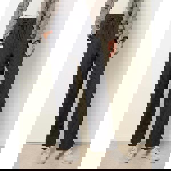 Blue Vanilla Elasticated Waist Pinstripe Trousers