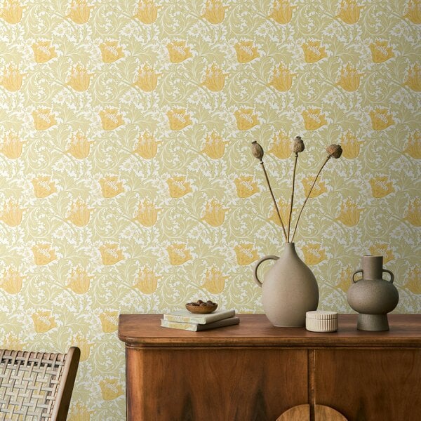 Hoopla Walls Tulip Trail - Soft Gold 10m Wallpaper