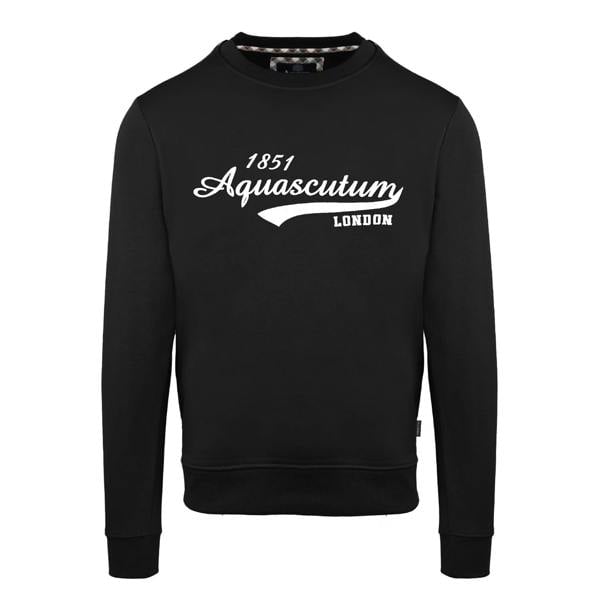 Aquascutum Unisex Adult Logo Ribbed Regular Long-Sleeved Sweatshirt - Black - 