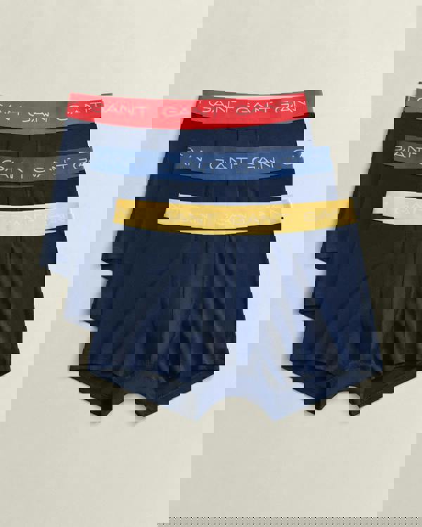GANT 3-Pack Mens Trunks with Multi Coloured Waistbands - 410 Marine