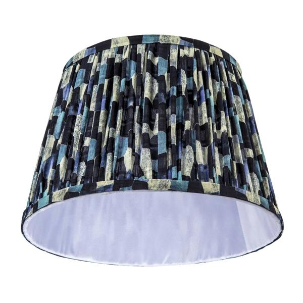 Abstract Geometric Pleated Lamp Shade with Blue Toned Irregular Blocks Image 4
