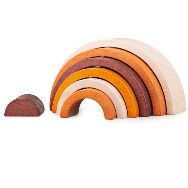 Bigjigs Toys Natural Wood Rainbow Stacking Arches - 7 Pieces