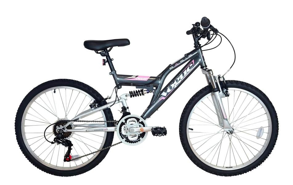 Basis Bikes Basis Vogue Junior Girls Full Suspension Mountain Bike, 24" Wheel - Grey