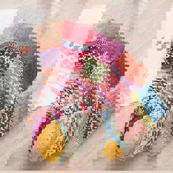 Anysox 5 Pairs Fashion Thick Warm Wool Socks Purple Floral Cotton