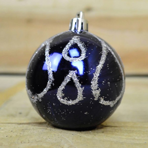 Samuel Alexander 9 Pack Premier 60mm Deluxe Glitter Christmas Tree Baubles - Midnight Blue