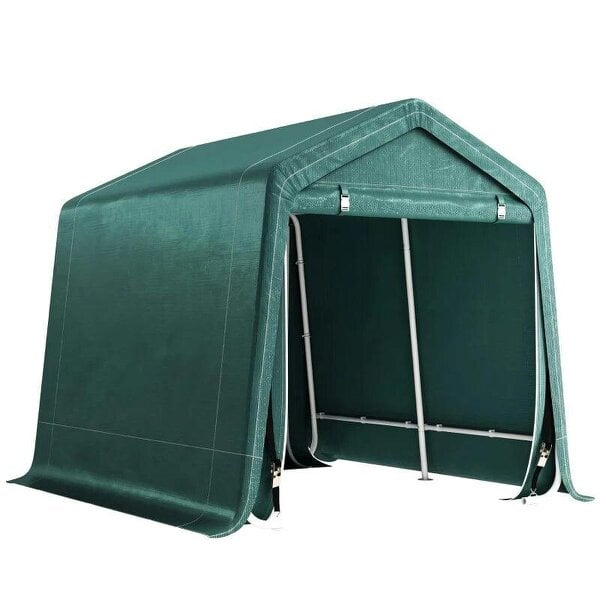 8 x 6.5 ft Outdoor Garden Storage Shed, Waterproof Portable Shed w/ Double Roll-up Zipper Door for Garden Tools, Green