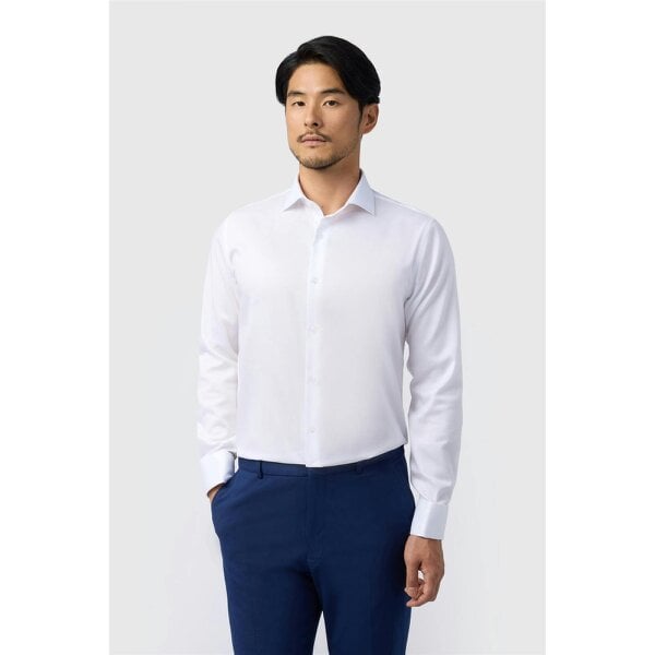 Alexandre Silver Alexandre Regular Fit White Non-Iron Stretch Double Cuff Shirt