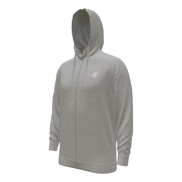 SikSilk Mens Regular Full Zip Hoodie - Grey Marl - 