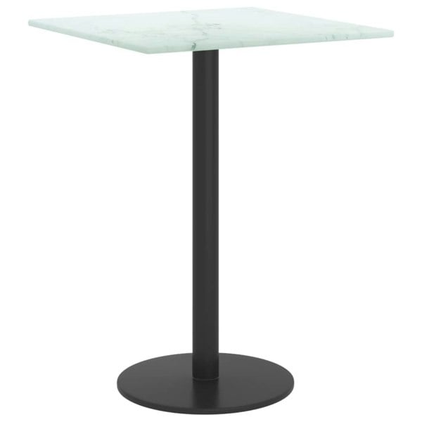 Berkfield Table Top White 30x30 cm 6 mm Tempered Glass with Marble Design