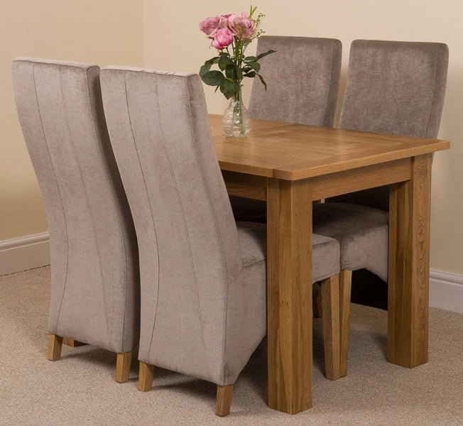 That's Furniture Hampton Small Oak Extending Dining Table with Lola Fabric Chairs