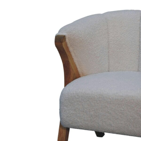 Wyld Haus Sarlat White Boucle and Mango Wood Cosy Chair