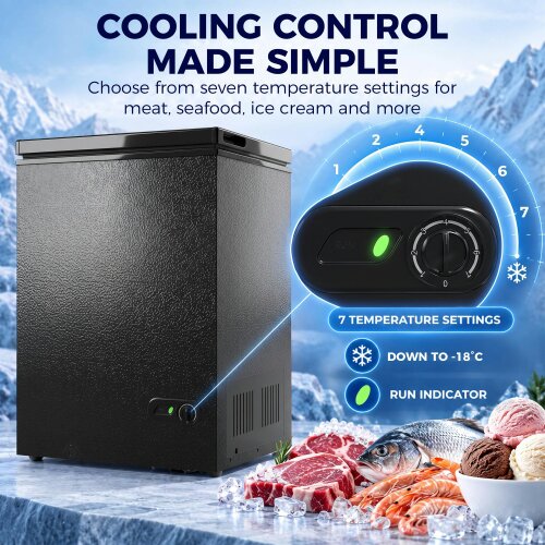 HOMCOM 91L Freestanding Chest Freezer with Removable Storage Basket, Black