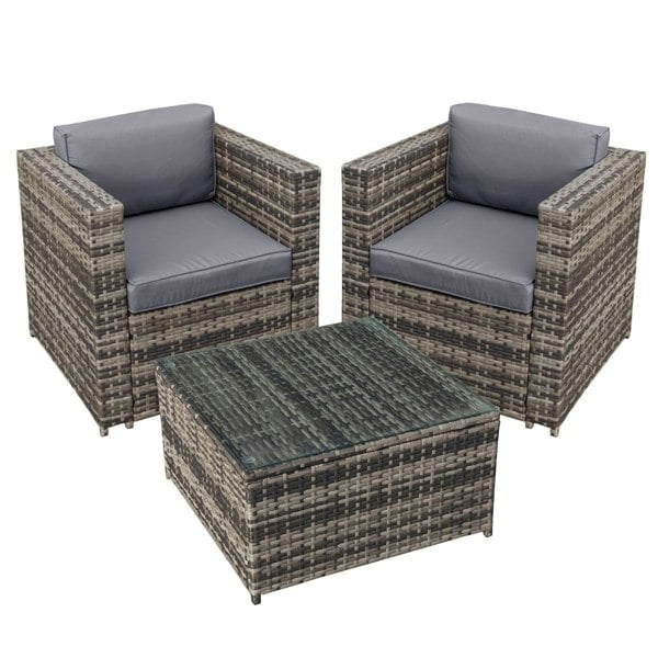 Oseasons Malta Rattan 2 Seat Tea for Two Set in Walnut Grey