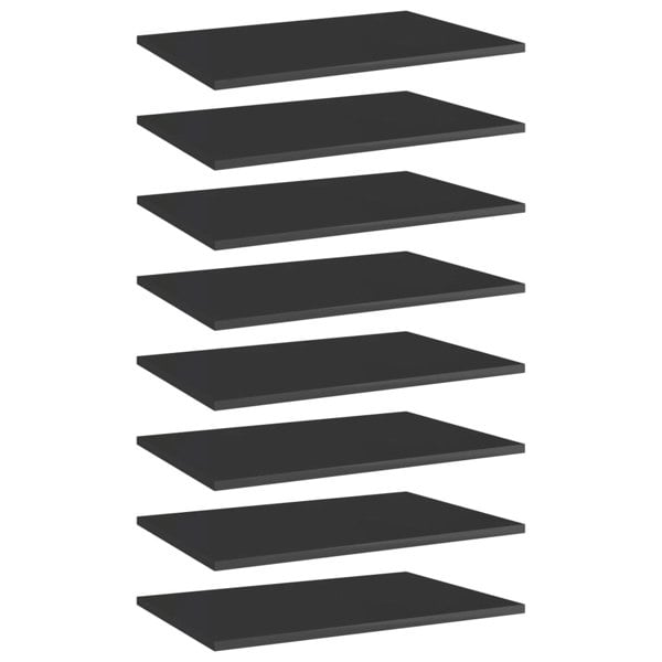 Berkfield Bookshelf Boards 8 pcs High Gloss Black 60x40x1.5 cm Engineered Wood