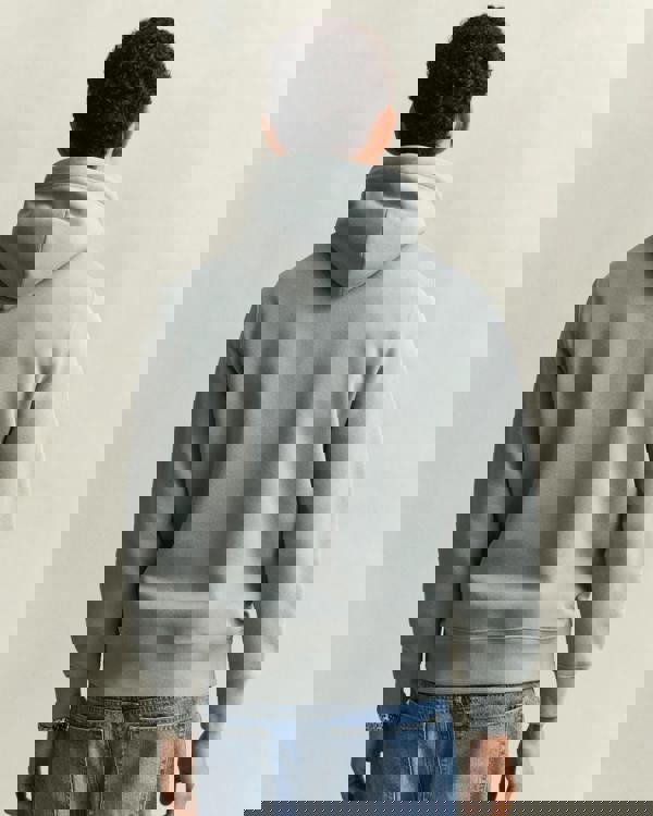 GANT Mens Regular Fit Shield Logo Pullover Hoodie - 10 Ceramic Grey