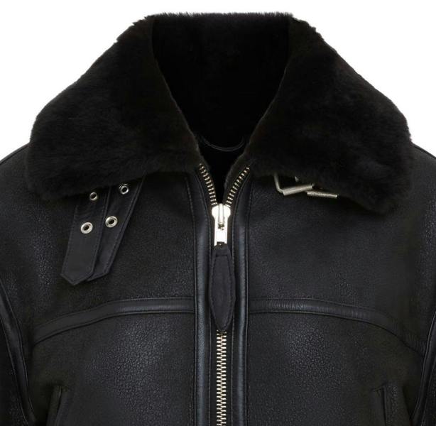 Infinity Leather Womens Black Bomber B3 Sheepskin Jacket -Akiak