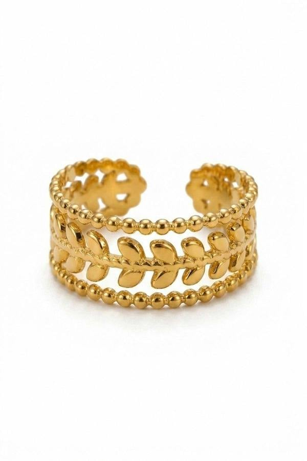 ARIIRA Meadow Gold Tone Open Leaf Band