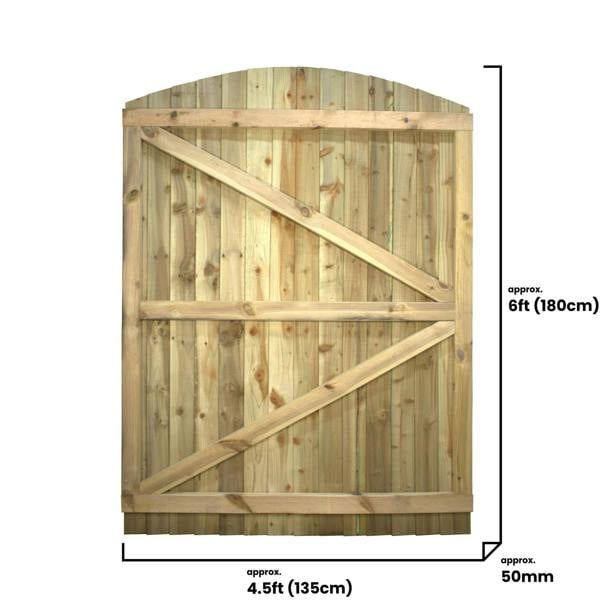 [rackhams variation] gate feather edge fully framed arch top [h.1800 x w.options] 8