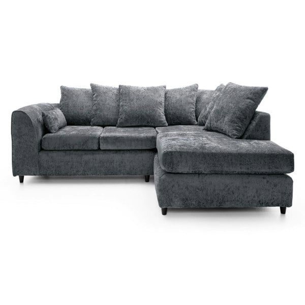 SQUAREBOXX Dylan Chenille 4 Seater Fabric Corner Sofa in Grey