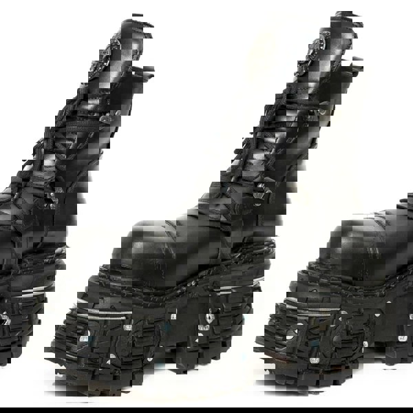 New Rock M-TANK007-S1 Black Leather Platform Ankle Boots