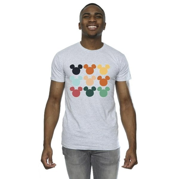 Disney Mens Mickey Mouse Heads Square T-Shirt - Sports Grey