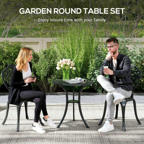 Wyld Haus Rirara Aluminium Black 3 Piece Floral Outdoor Bistro Garden Set