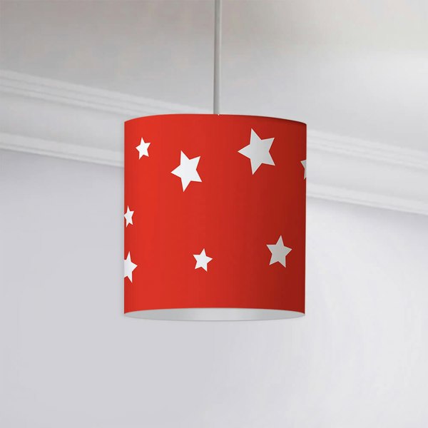 Red Stars Table or Ceiling Lampshade - Happy Linen Company