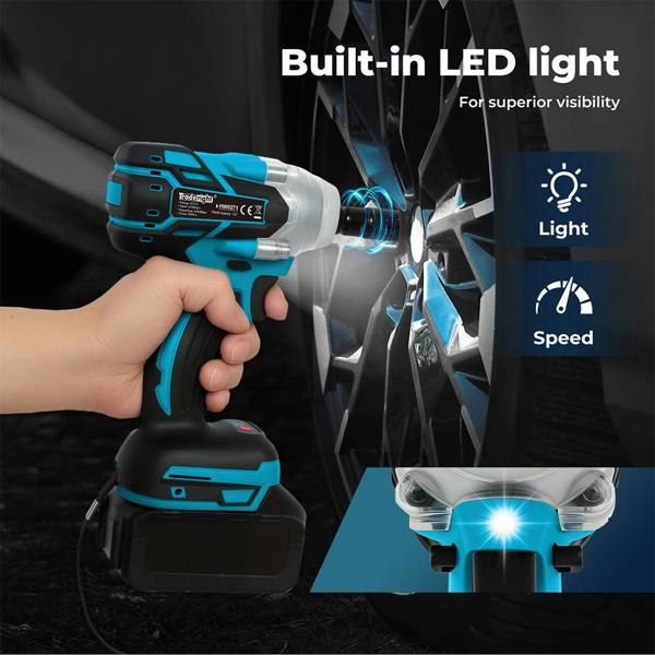 Traderight 21V Cordless Brushless Impact Wrench Driver 550/1200N.m 4.0Ah Battery