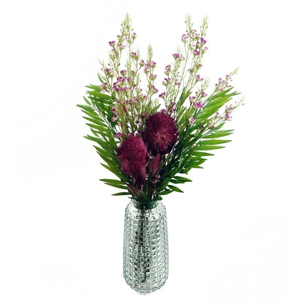 Leaf Pack of 6 x 100cm Artificial Foliage Stem with Small Flowers - Purple