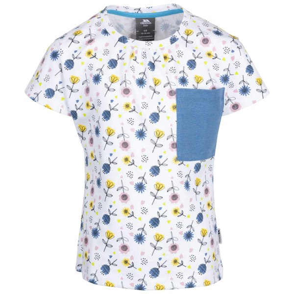 Trespass Girls Pleasantly Floral T-Shirt - White/Blue/Yellow