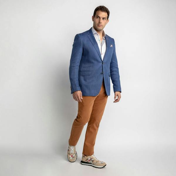 HERRINGBONE LIGHTWEIGHT LINEN SUMMER JACKET – Premium Men's Patterned Shirt by Claudio Lugli | Bold Design, Tailored Fit, Best Printed Shirts
