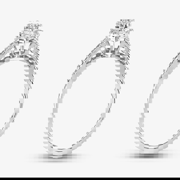 T. H. Baker 9ct White Gold Diamond Pear Shape Cluster Shoulder Set Ring TH012525113977