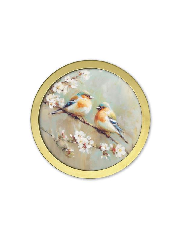 Exceptional Art Garden Birds - 30cm Gold Round Box Frame